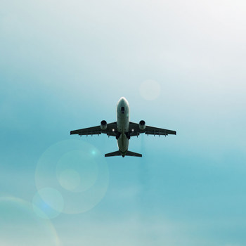 A jet flying overhead