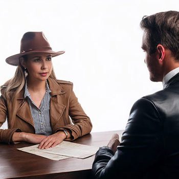 A woman in an explorer outfit at the bank