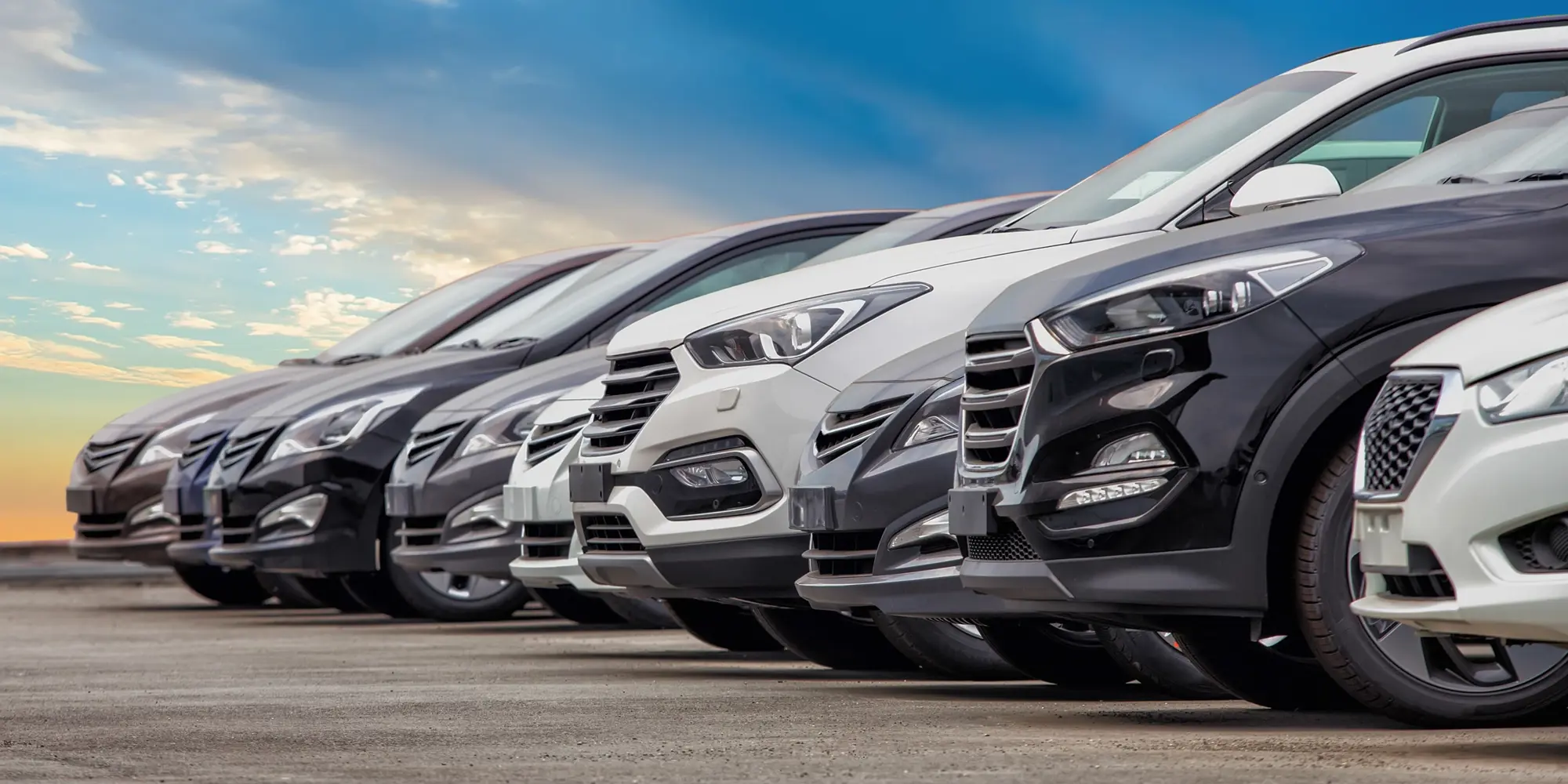 Cars lined up side by side