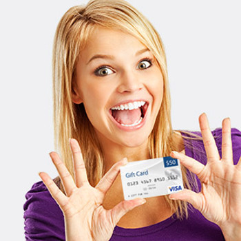 Women holding a gift card