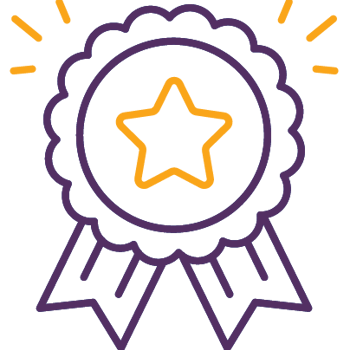 A blue ribbon with a gold star on it
